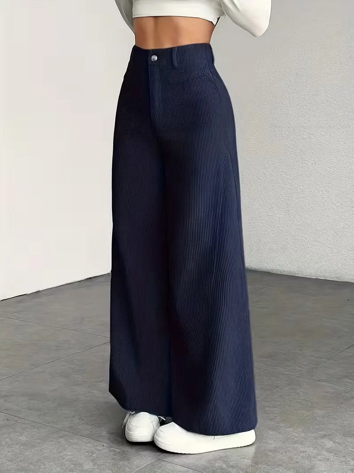 Veelzijdige damesbroek: wide leg, hoge taille, comfortabel voor elke dag.