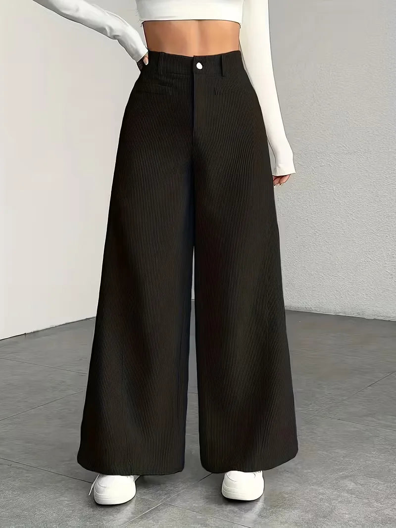Trendy casual wide leg broek voor dames, hoge taille en ultiem comfort.
