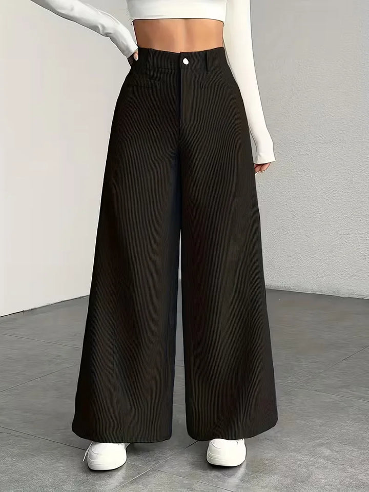 Trendy casual wide leg broek voor dames, hoge taille en ultiem comfort.