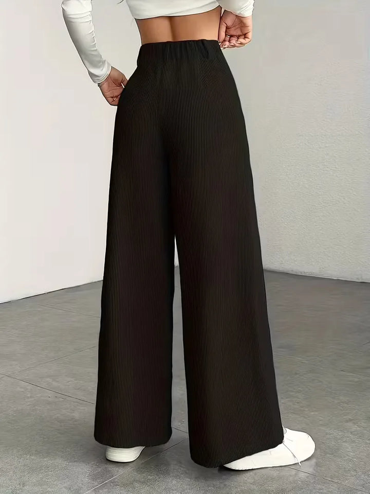Modieuze wide leg corduroy broek met hoge taille voor dames, herfst mode.