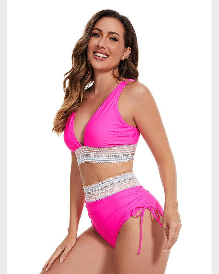 Dames strandmode: corrigerende bikini tankini top met kleurblok details