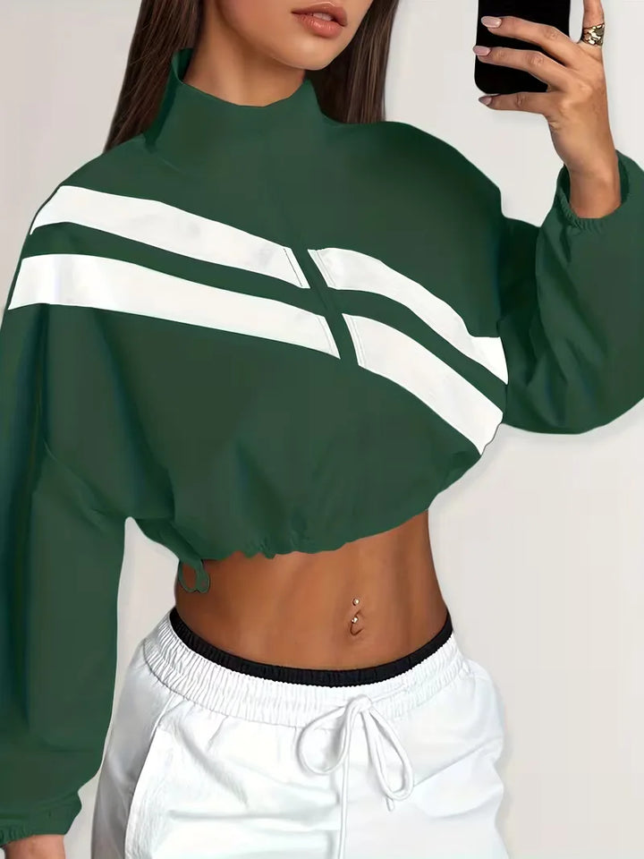 Comfortabel dames track jacket, verstelbaar, met rits voor lente/herfst.