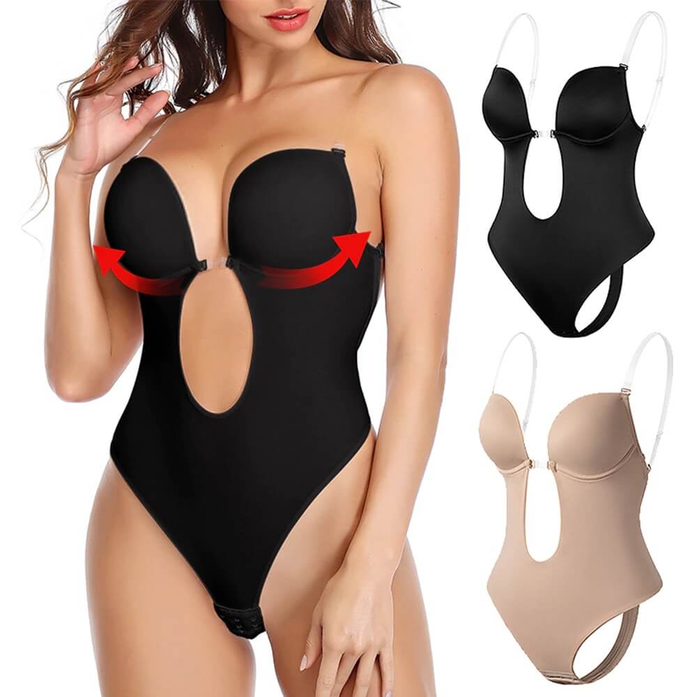 Comfortabele stretch bodyshaper voor dames, met transparante bandjes en corrigerend effect.