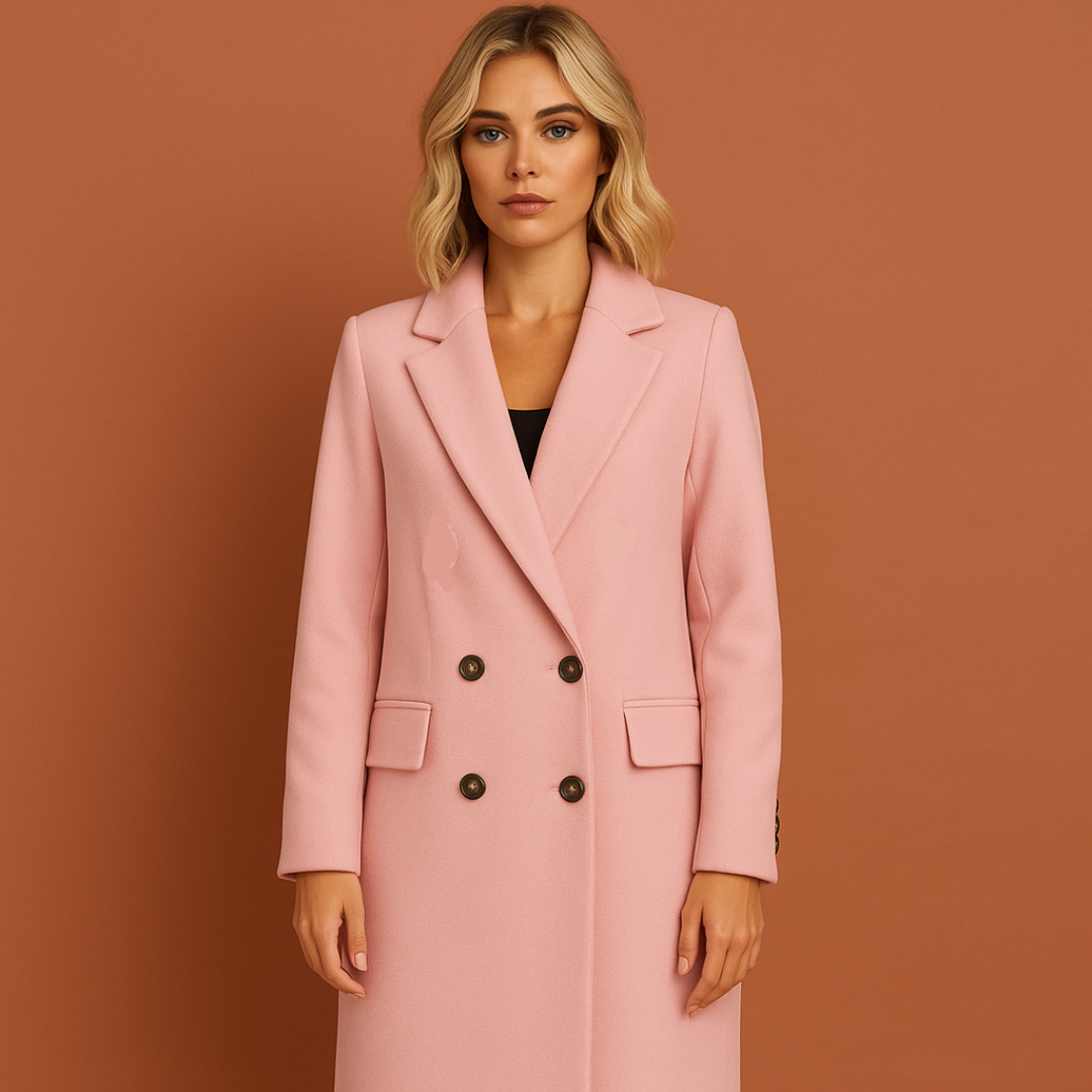 Elegante dubbelgeknoopte dames manteljas, lange pasvorm voor een geraffineerde en modieuze look.
