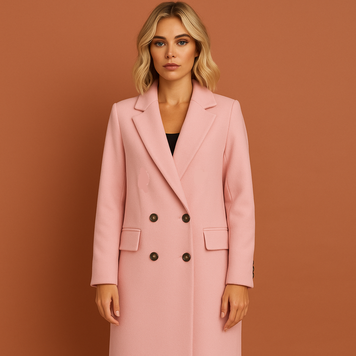 Elegante dubbelgeknoopte dames manteljas, lange pasvorm voor een geraffineerde en modieuze look.