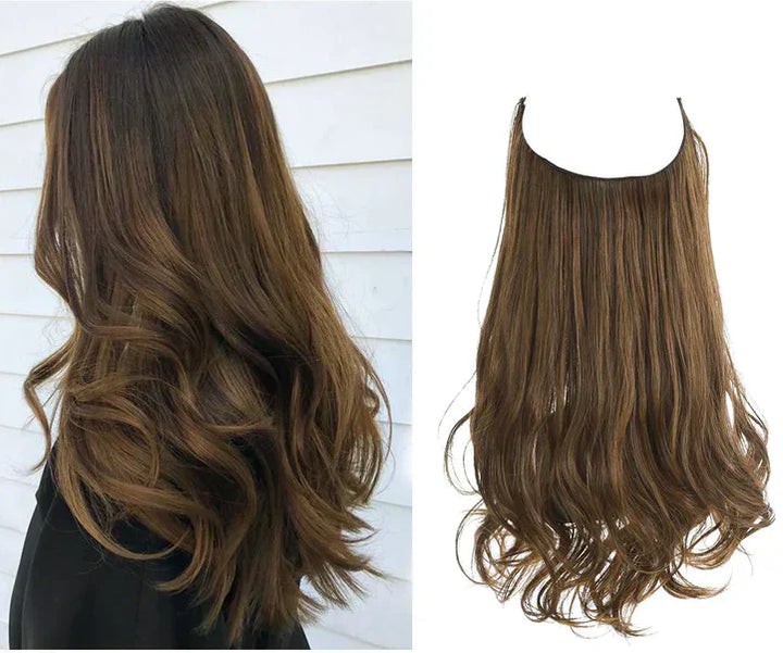 Natuurlijke look met bruine echthaar extensions, perfect voor dagelijkse beauty.
