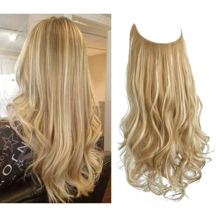 Lange, wavy echthaar extensions, perfect voor feestelijke styling en extra volume.