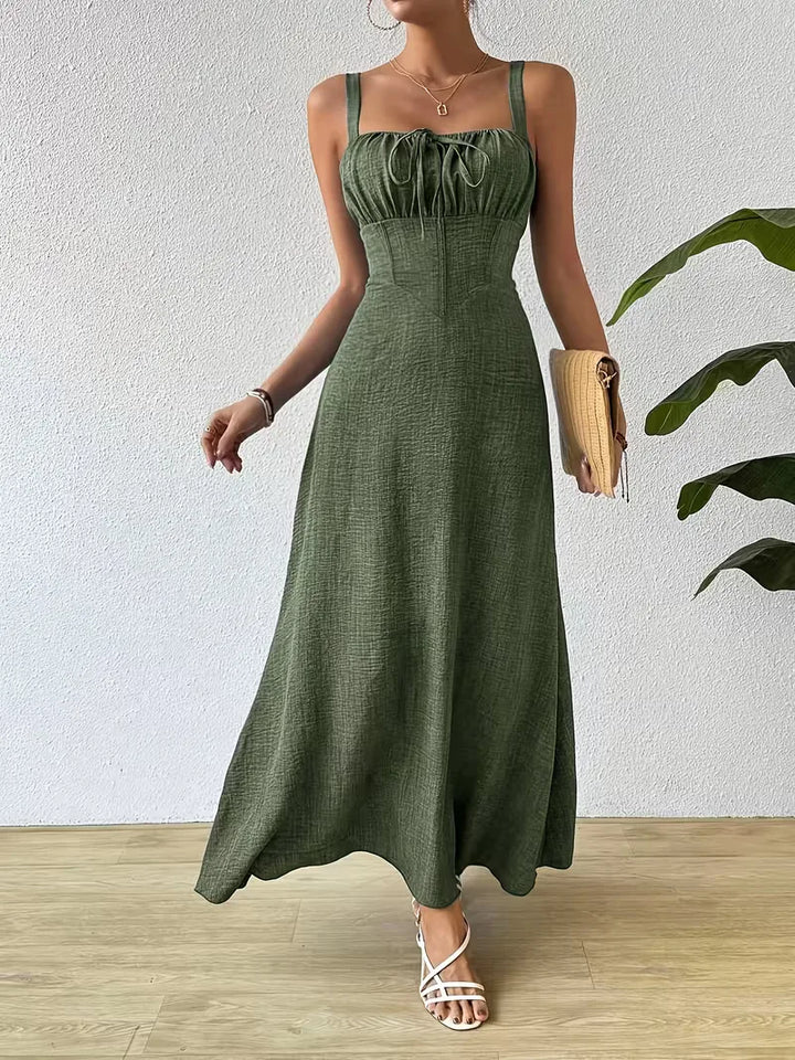 Lange zomerjurk, wikkelmodel met spaghettibandjes, casual elegant voor dames.