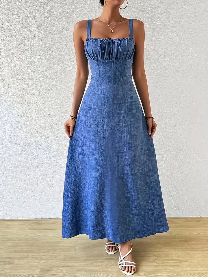 Elegante damesjurk, wikkel maxijurk met spaghettibandjes, ideaal voor strand.