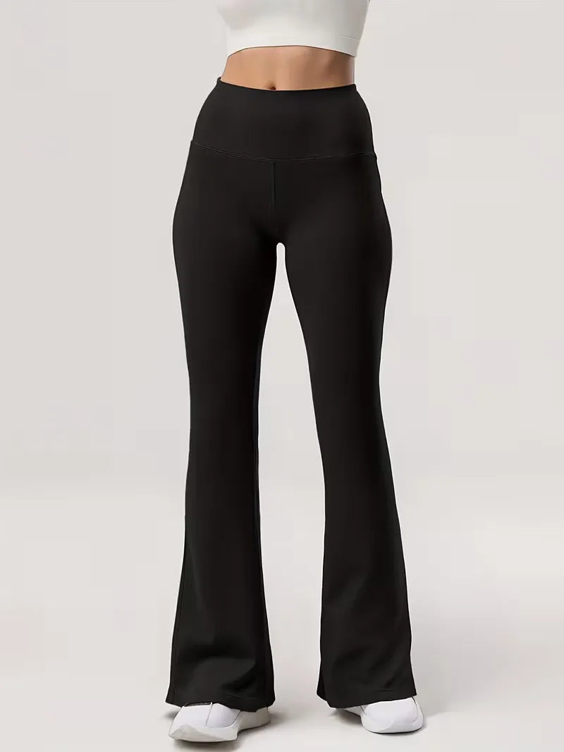 Comfortabele slim fit flared broek voor dames, hoge taille, elastisch en perfect voor dagelijks gebruik.