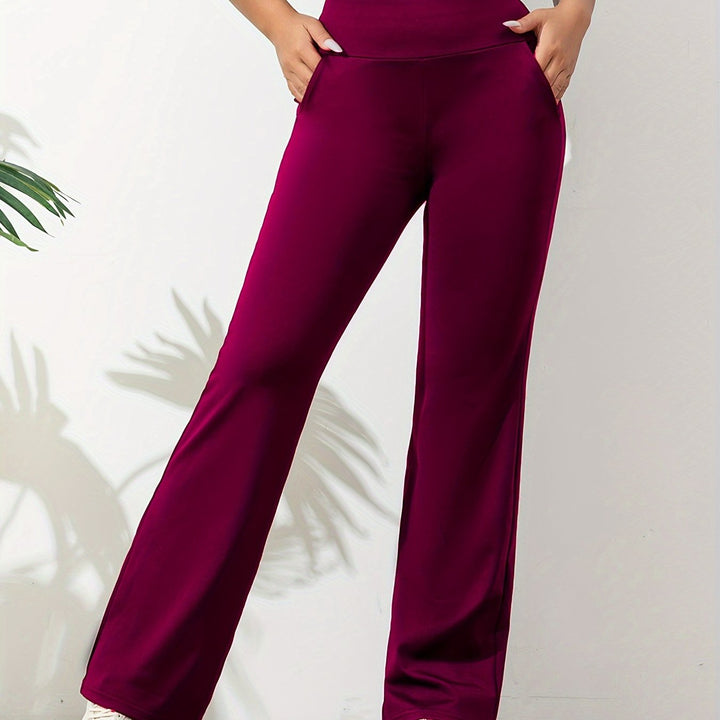 Flared yogabroek dames: comfortabele sportlegging met hoge taille en zakken, ideaal voor yoga. Trendy.