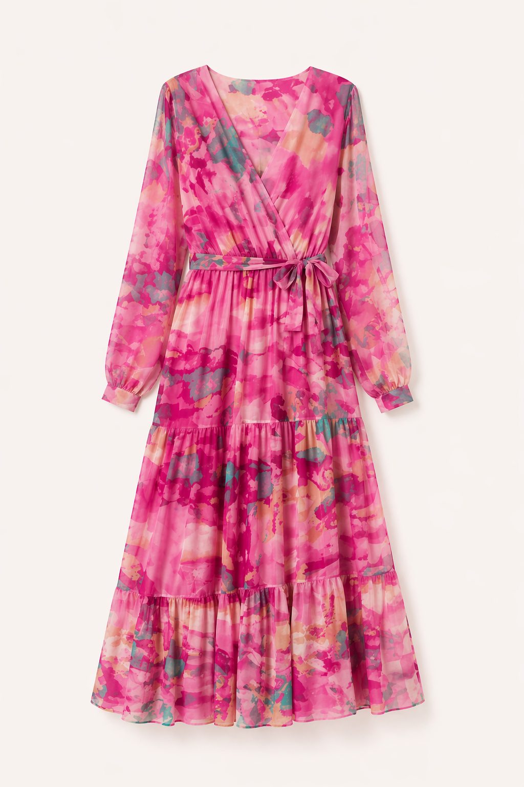 Stijlvolle damesjurk: gebloemde midi-lengte met lange mouwen. Geschikt voor lente en zomerse dagen, casual chic.