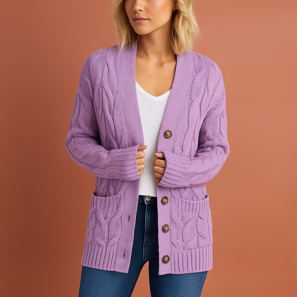 Dames gebreid vest met zakken, comfortabel en stijlvol voor herfst/winter. Ideaal voor casual dameskleding.