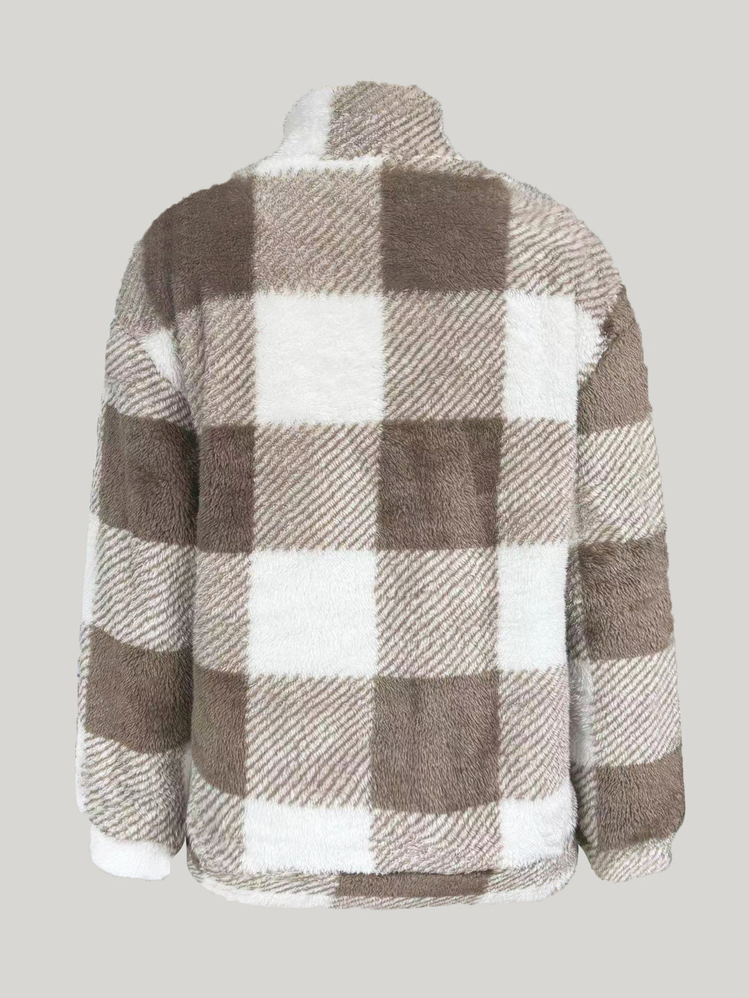 Veelzijdige geruite dames hoodie met ritssluiting en reverskraag, perfect voor lagen en casual outfits.
