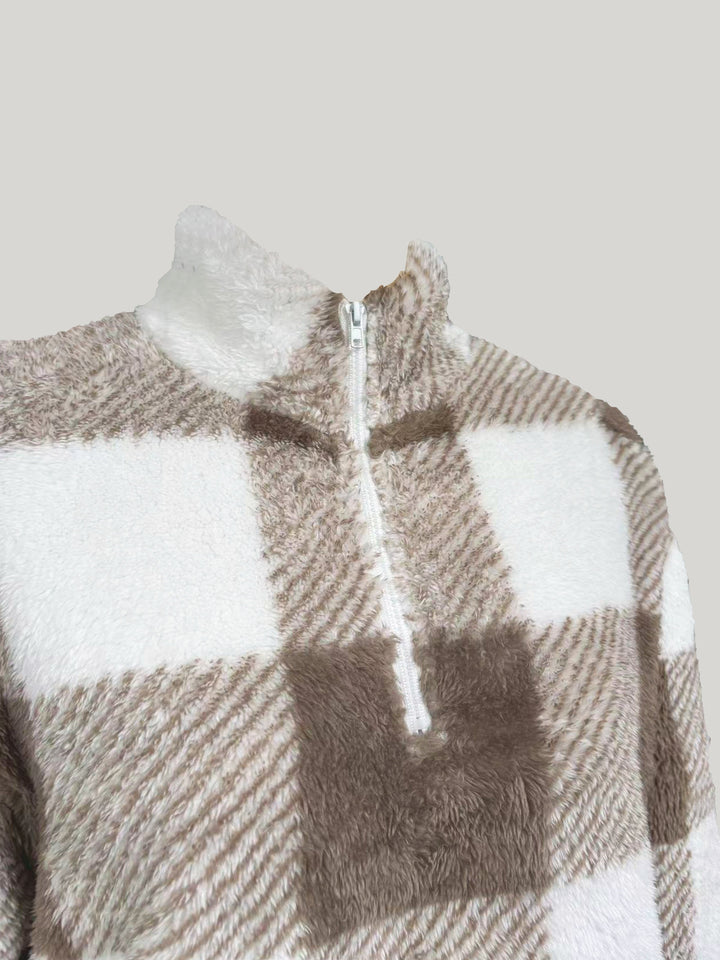 Gezellige dames geruite hoodie trui, een modieuze sweater met capuchon voor elke gelegenheid.