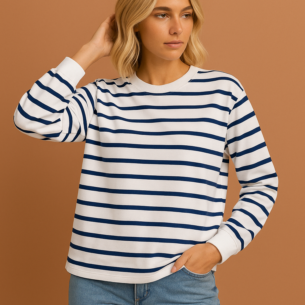 Stijlvol gestreept dames sweatshirt, comfortabele trui met modieuze streep voor een casual outfit.
