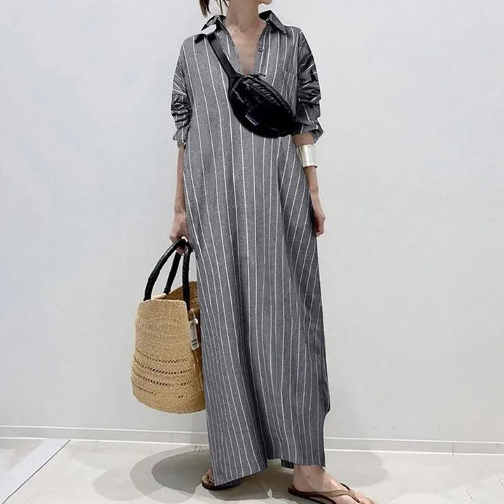 Comfortabele en modieuze gestreepte maxi zomerjurk Carmen voor dames, veelzijdig.