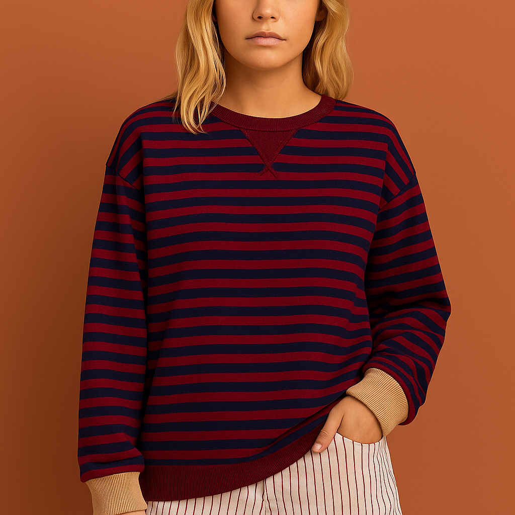 Stijlvolle gestreepte dames trui, perfect voor een casual look. Modieuze toevoeging aan je herfstgarderobe.