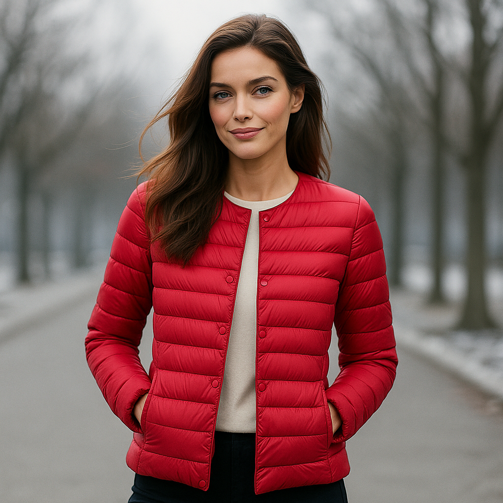 Dames gewatteerd jack met knoopsluiting, ideaal als elegante tussenjas voor de herfst.