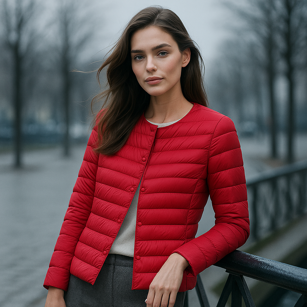 Lichtgewicht dames gewatteerd jack met stijlvolle knoopsluiting; perfect voor casual en modieuze looks.