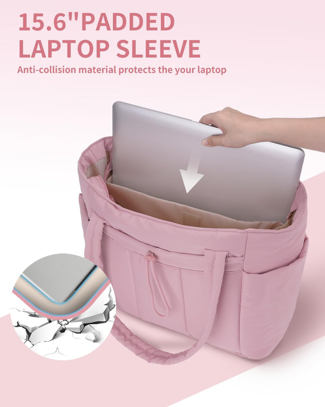 Georganiseerd op reis met deze gewatteerde dames schoudertas, incl. laptopvak en bekerhouder.