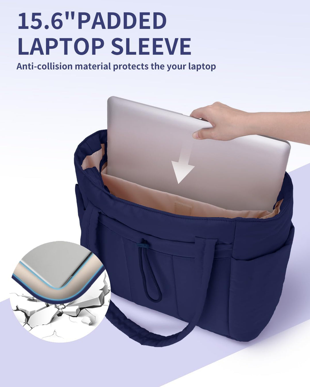 Quilted tote bag voor dames, met laptop sleeve en bekerhouder, zowel stijlvol als praktisch.