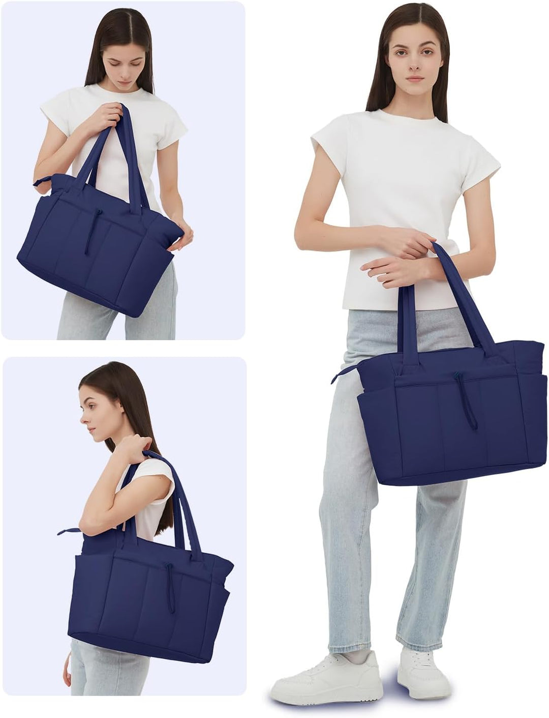 Dames werktas/reistas: gewatteerd puffer design met bekerhouder en laptopvak.