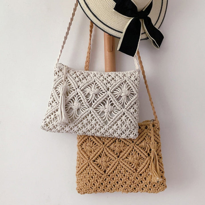 Handgemaakte geweven damestas, boho stijlvolle schoudertas voor dames, perfect voor de zomer.