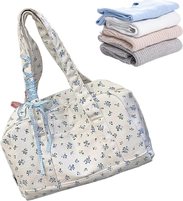 Roze grote canvas reistas voor dames, met stijlvol lintdetail, lichtgewicht en comfortabel.