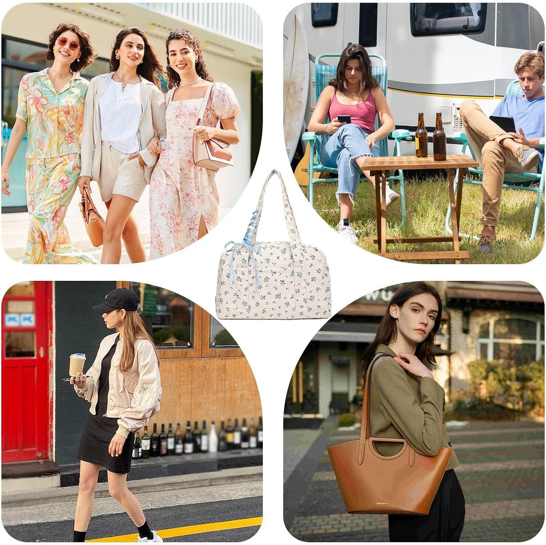 Ruime canvas duffle bag met elegant lint voor dames, een stijlvolle en praktische weekendtas.