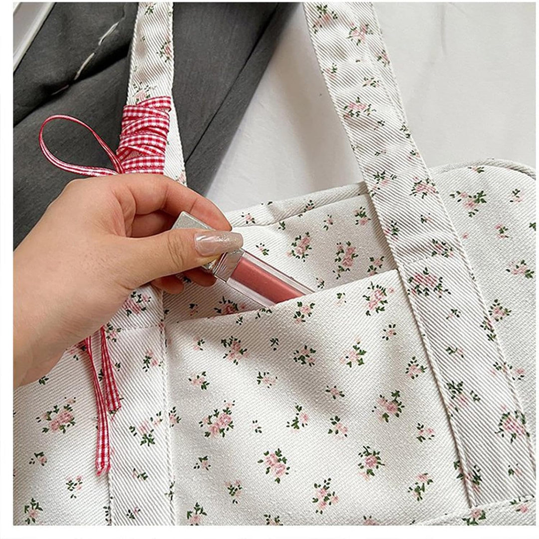 Dames handtas: ruime canvas weekendtas met elegant lint, perfect voor korte trips en reizen.