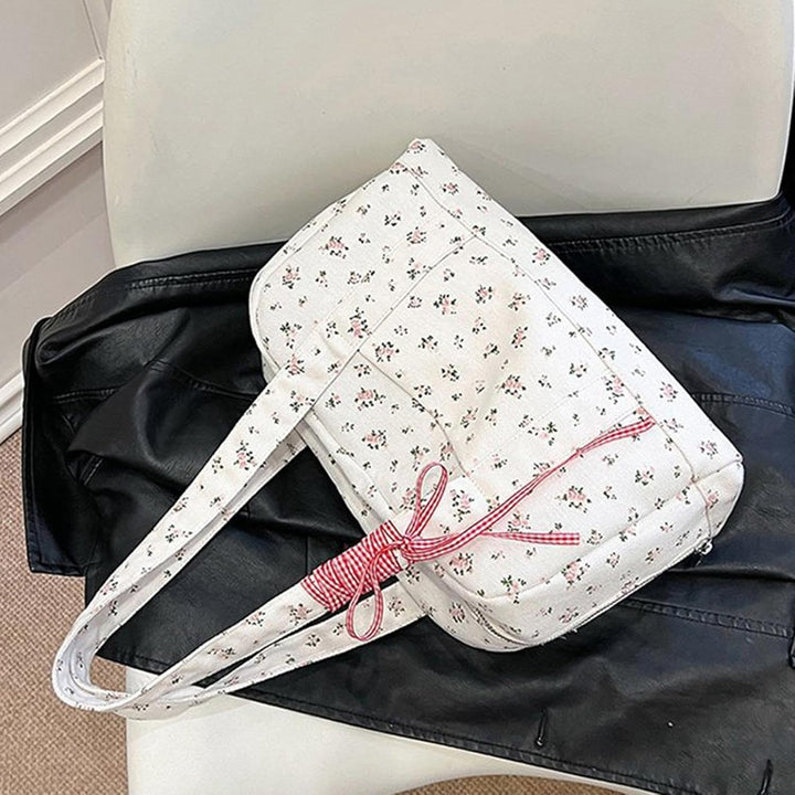 Elegante dames canvas duffle bag, ruime weekendtas met lintaccent, veelzijdig voor sport en reizen.