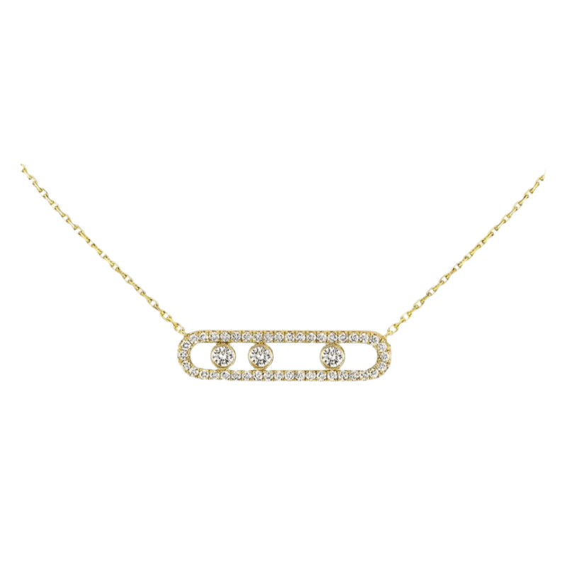 Dames halsketting met bewegelijke diamanten, elegant en verstelbaar.