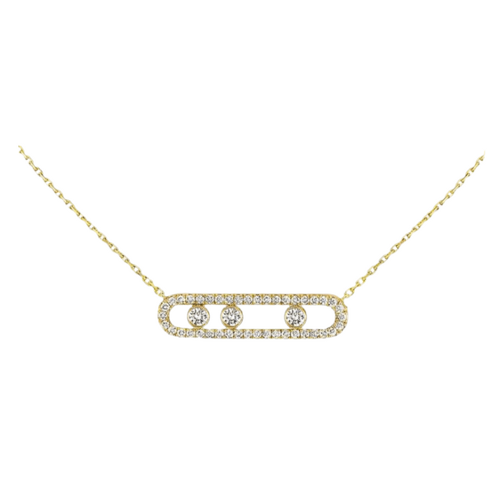 Dames halsketting met bewegelijke diamanten, elegant en verstelbaar.