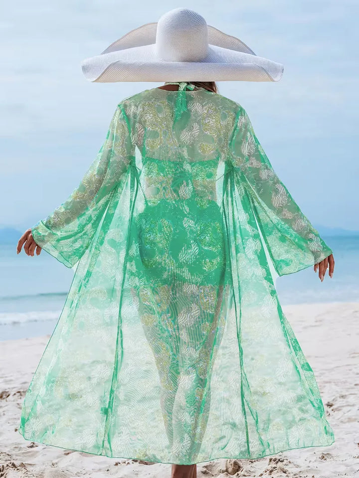 Trendy dames halter cover-up set met shorts, ideaal als beachwear. Bohemian stijl.