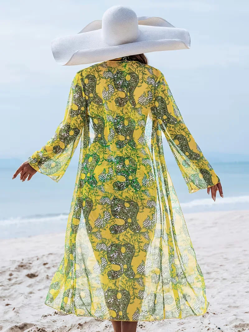 Dames beachwear: halter cover-up set met comfortabele shorts. Ideaal voor zomerdagen.