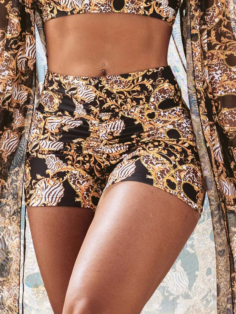 Chique dames halter cover-up set met shorts, om overal op vakantie te dragen.