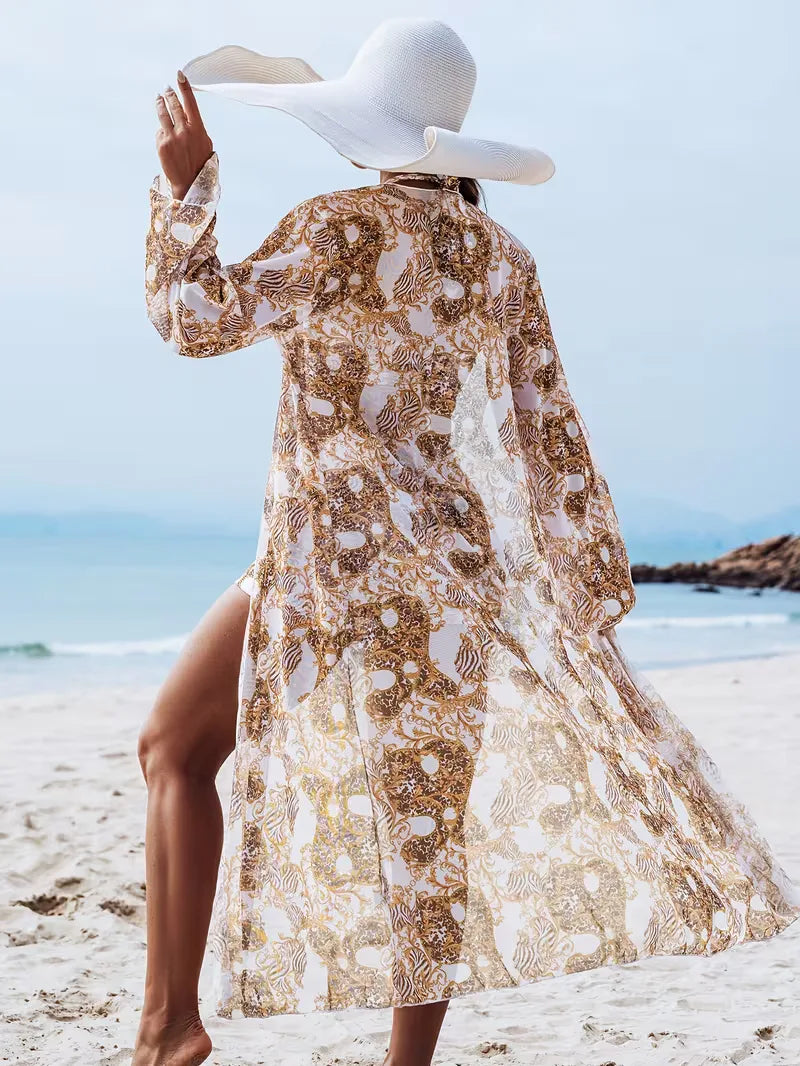 Trendy dames halter cover-up set met shorts, om te dragen op strand of terras.