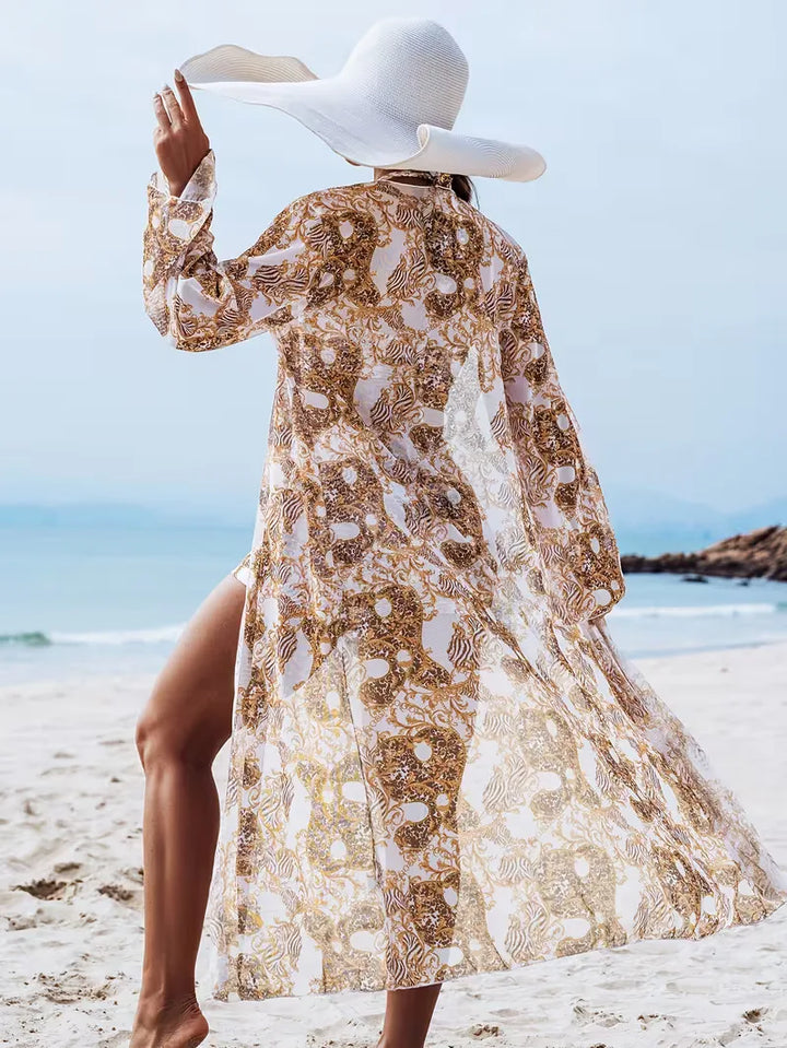 Trendy dames halter cover-up set met shorts, om te dragen op strand of terras.