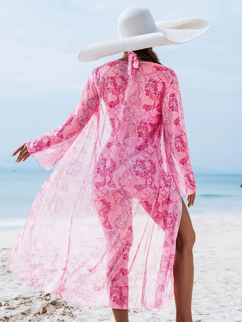 Dames beachwear: trendy halter cover-up set met shorts. Makkelijk aan en uit te trekken.