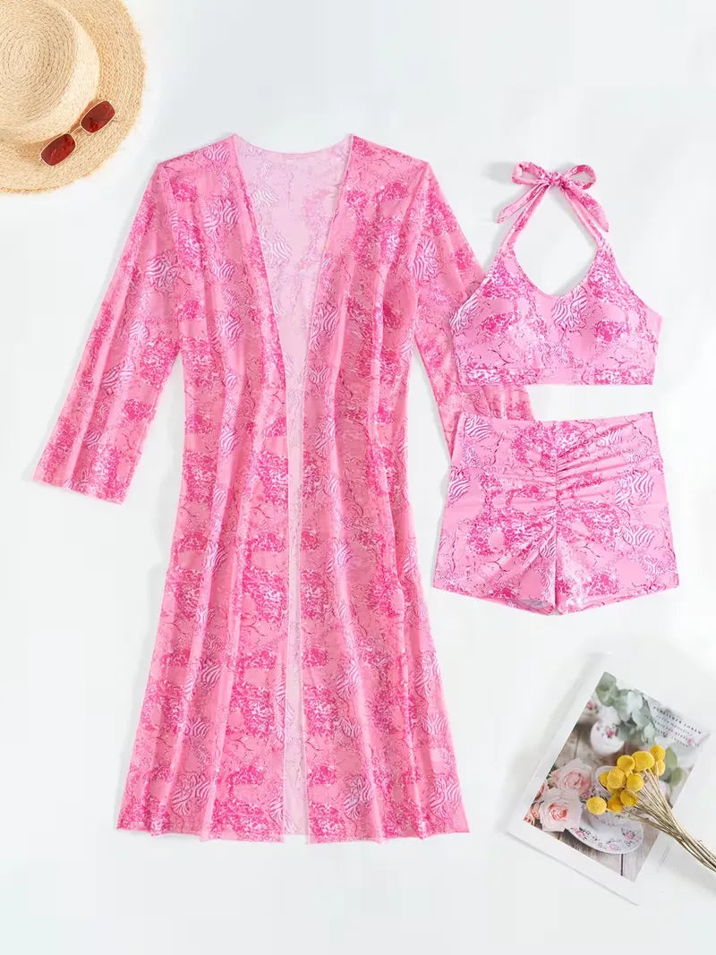 Comfortabele dames halter cover-up set met shorts. De ultieme keuze voor je vakantie.