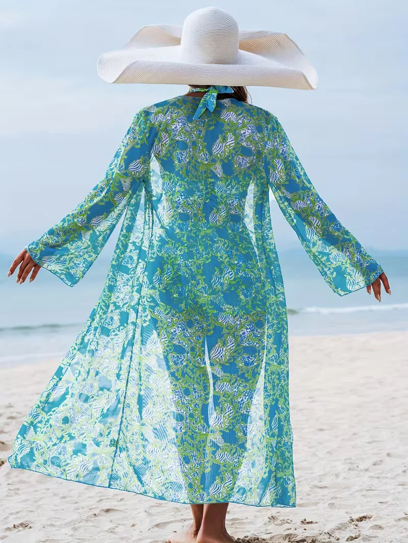 Dames cover-up set, bohemian vibes, haltertop en shorts. Voor een relaxte sfeer.