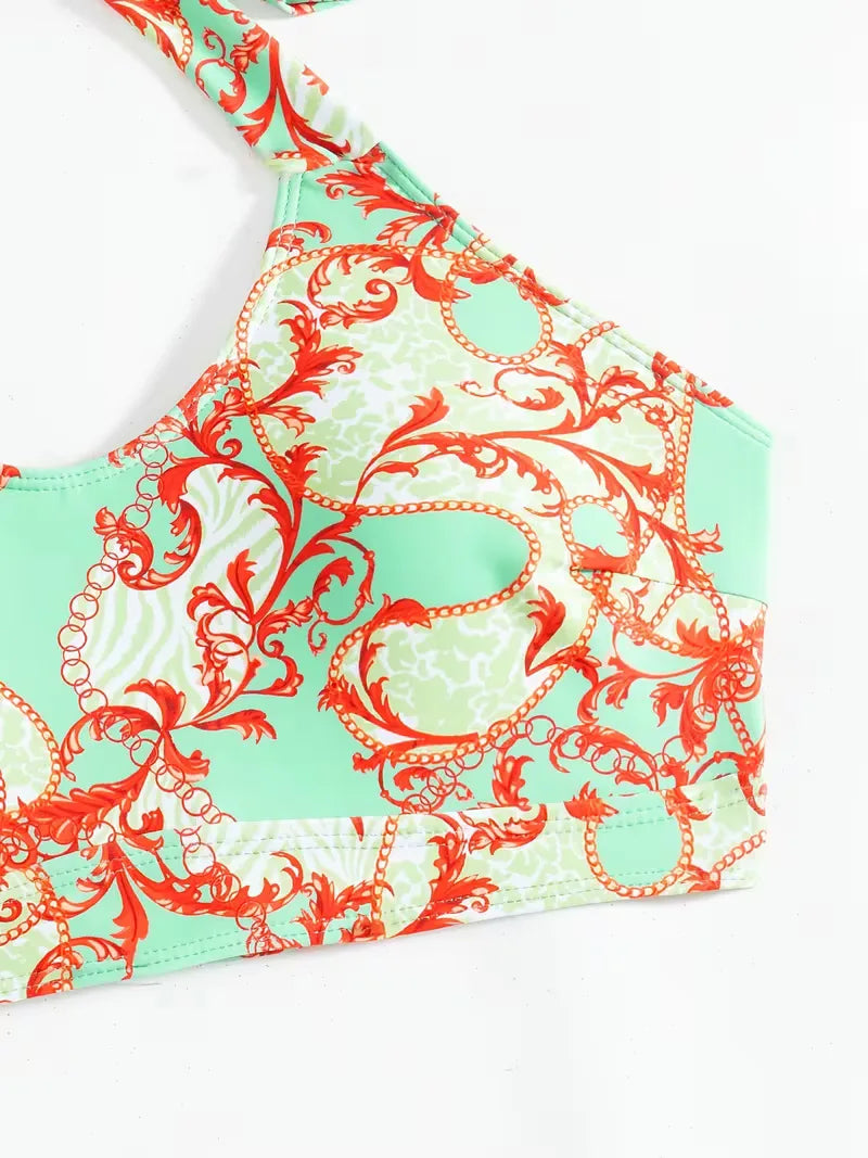 Dames cover-up set, bohemian look, haltertop en shorts. Voor een exotische touch.