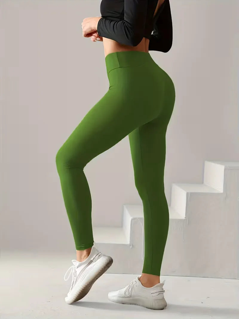Dames high-waisted slim fit legging, ideaal voor yoga en fitness. Comfortabel en veelzijdig voor sport & casual.