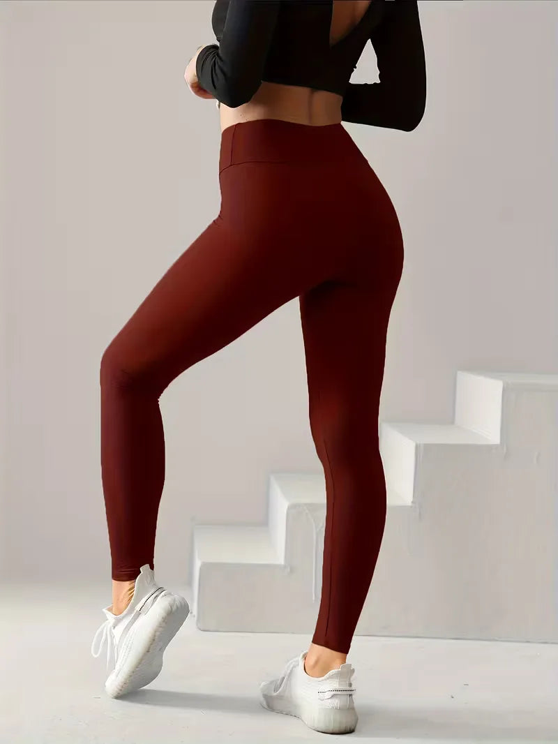 Stretch dames legging, high-waisted en slim fit. Perfect voor fitness, yoga en comfortabele lente outfits.