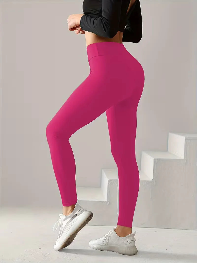 Slim fit dames legging, high-waisted. Comfortabel en veelzijdig voor yoga, sport en casual lente mode.