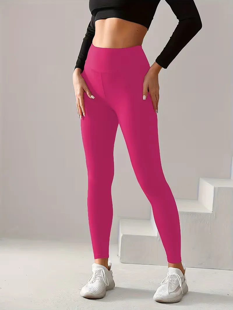 Dames stretch legging, high-waisted slim fit. Perfect voor fitness, yoga en zomerse casual outfits.