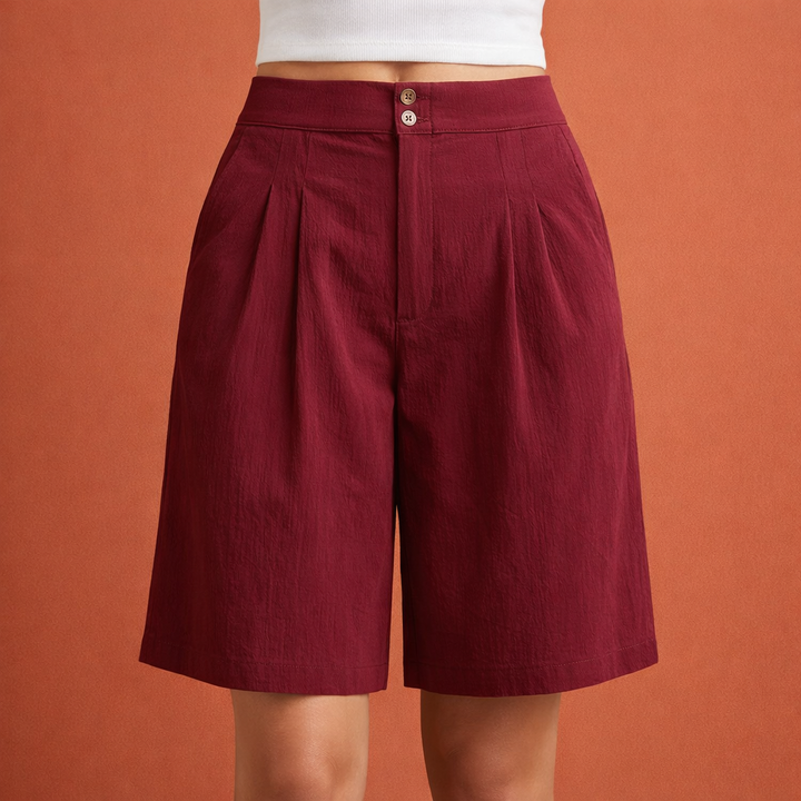 Moderne dames korte broek: high waisted, wijde pijpen. Essentieel voor een relaxte en trendy zomer.