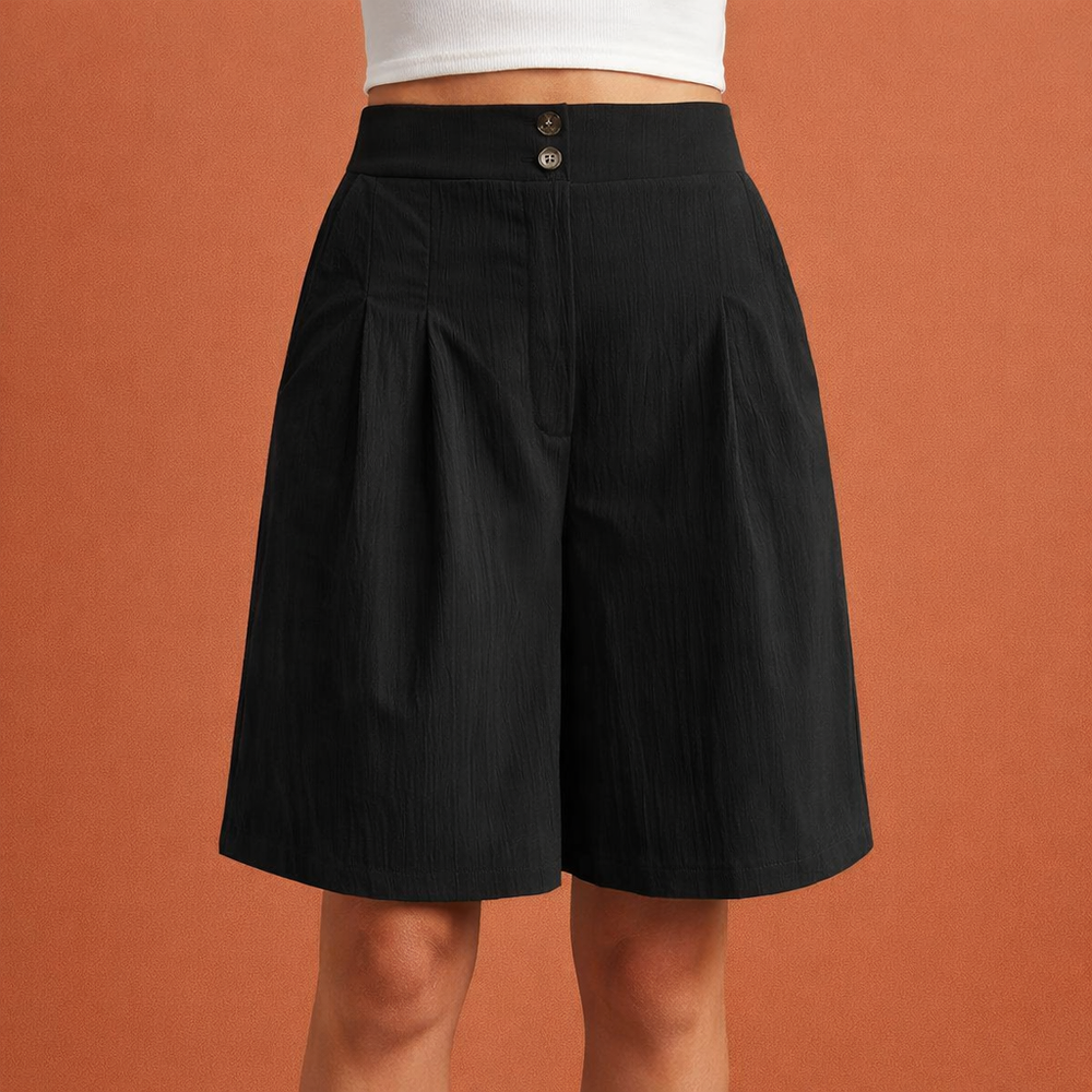 Comfortabele high waisted wide leg shorts voor dames, perfect voor een stijlvolle zomeroutfit.