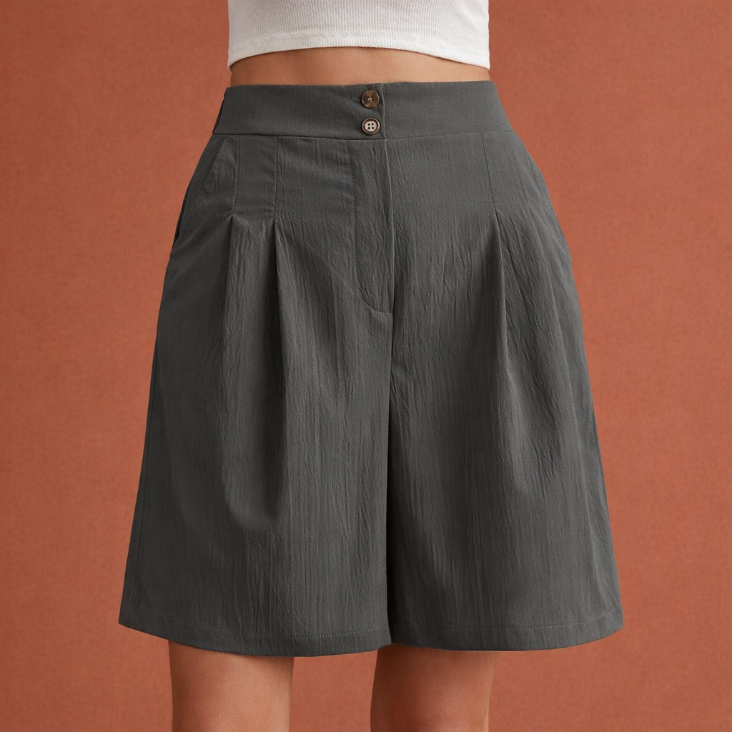 Luchtige high waisted wide leg dames shorts, comfortabel en modieus voor warme dagen.